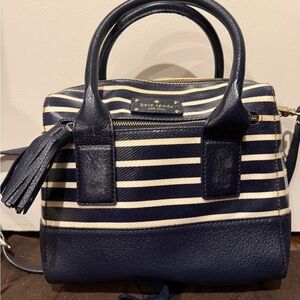 kate spade Navy and White Striped Mini Satchel with Tassel